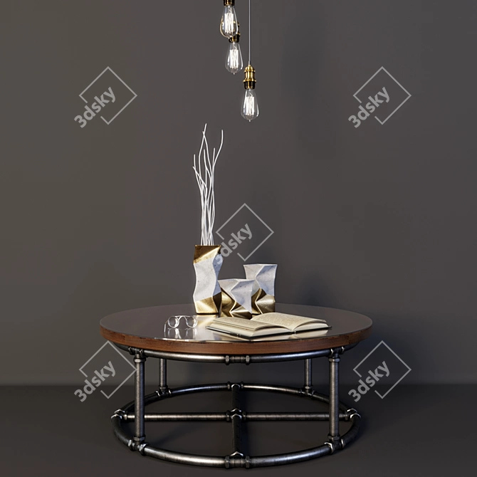 Industrial Round Coffee Table 3D model image 1