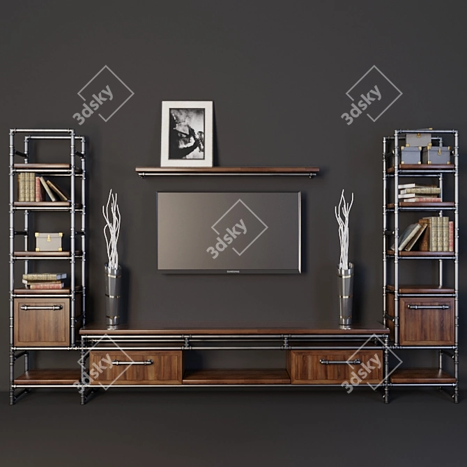 Title: Industrial Loft TV Corner 3D model image 1