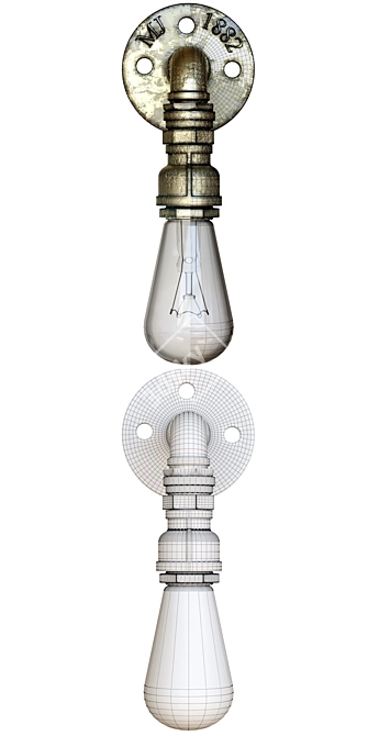 Industrial Loft Wall Lamp 3D model image 2