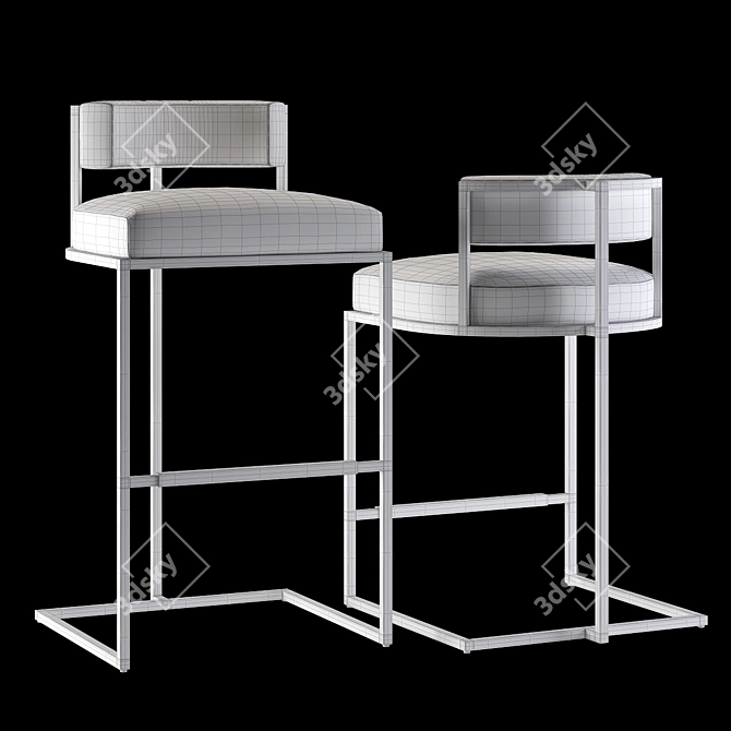 Wayne Upholstered Stools: Elegant Seating for Bars and Counters 3D model image 3