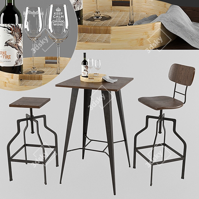 Signal Retto Bar Table Set 3D model image 1