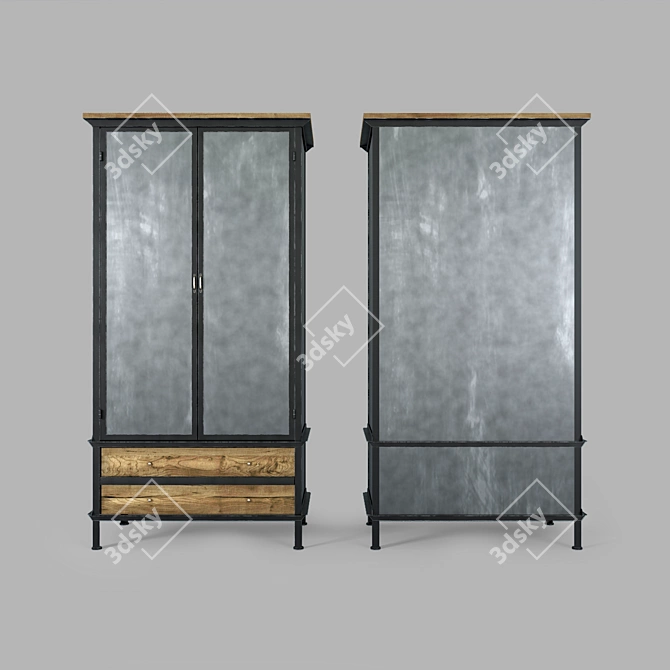 Urban Industrial Loft Wardrobe 3D model image 2