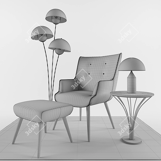 Cozy Reading Room Set 3D model image 3