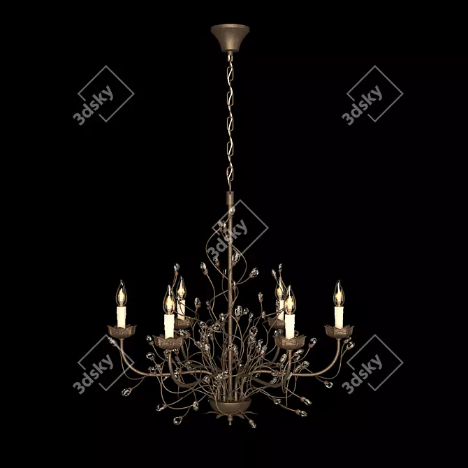 Rustic Iron Branch Chandelier 3D model image 1