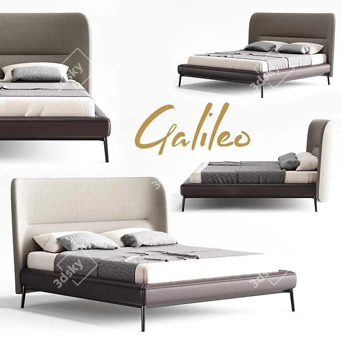 Luxury GALILEO Bed: Elegant & Ergonomic 3D model image 1