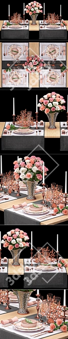 Blooming Elegance: ZARA HOME Table Setting 3D model image 2