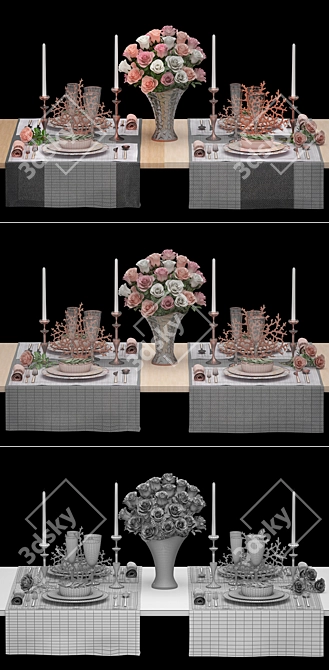 Blooming Elegance: ZARA HOME Table Setting 3D model image 3