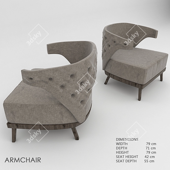 Elegant Velvet Armchair 3D model image 1