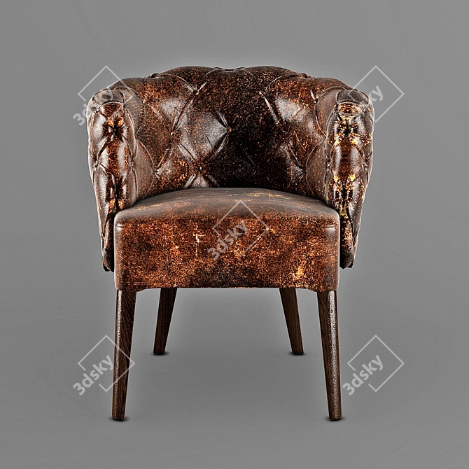 Old Leather Chester Chair 3D model image 2