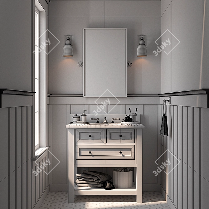 Pottery Barn Classic Single Sink Vanity 3D model image 2