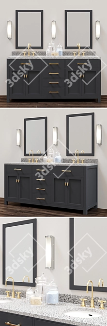 Hutton Double Washbasin - Classic Parsons Style 3D model image 2