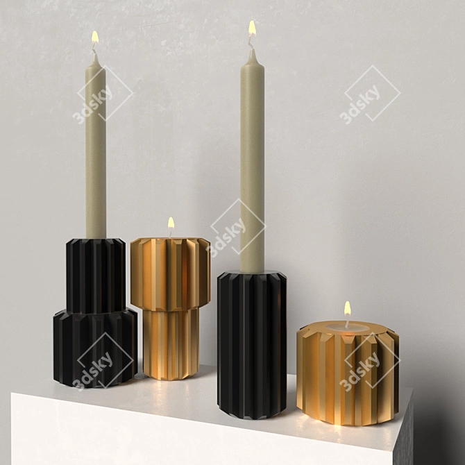 Industrial Elegance: Gear Candle Holder 3D model image 1