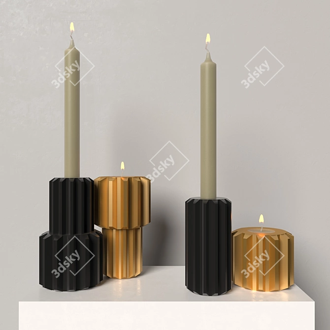 Industrial Elegance: Gear Candle Holder 3D model image 2