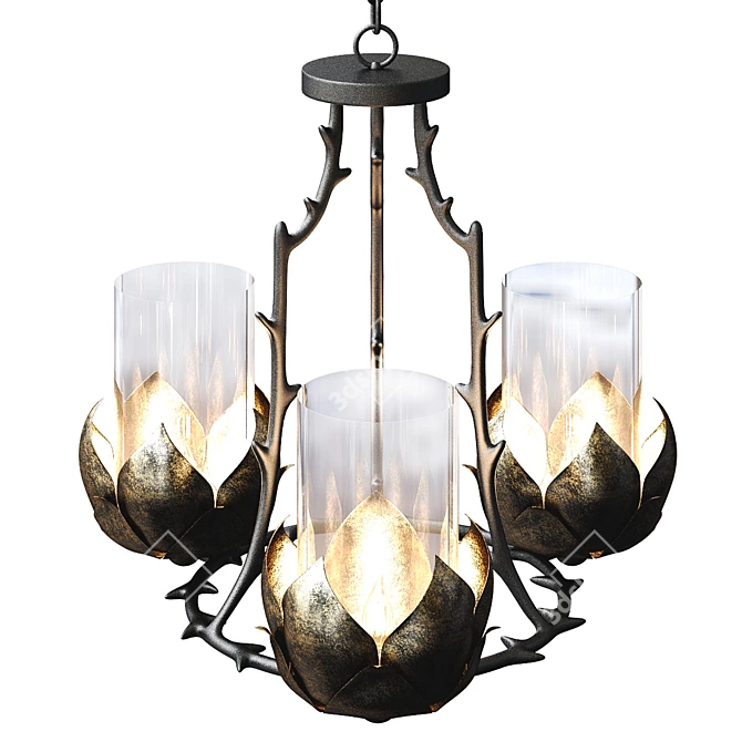 Elegant Water-Lily Chandelier 3D model image 1