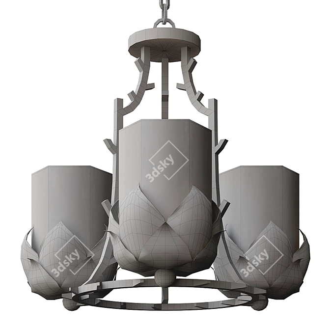 Elegant Water-Lily Chandelier 3D model image 3