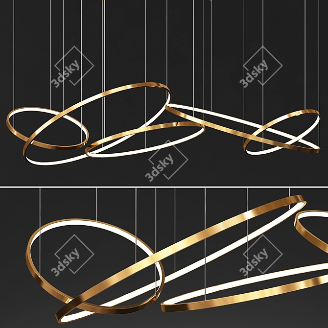 Gilded Circle Pendant Light 3D model image 1