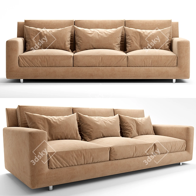 Elegant Borgonuovo 3-Seater Sofa 3D model image 1