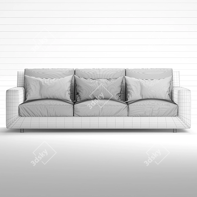 Elegant Borgonuovo 3-Seater Sofa 3D model image 2