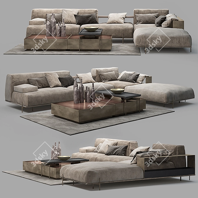 Sleek Soho Sofa Set 3D model image 1