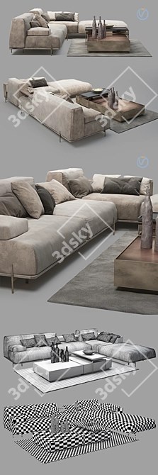 Sleek Soho Sofa Set 3D model image 2