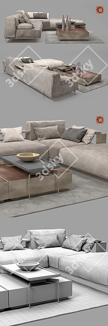 Sleek Soho Sofa Set 3D model image 3