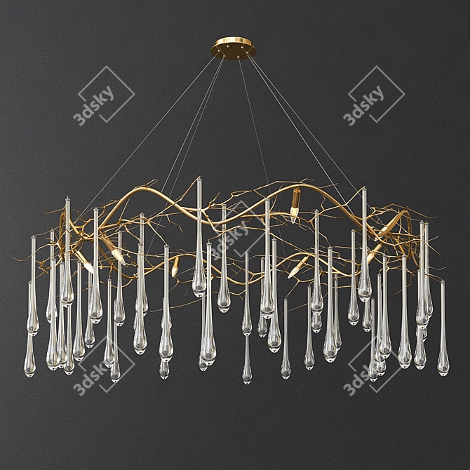 Elegant Brass Tear Chandelier 3D model image 1