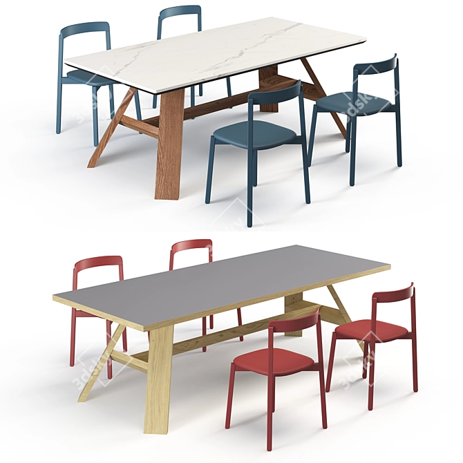 Refectory Renaissance: Artigiano Tables & Alma Chairs 3D model image 1