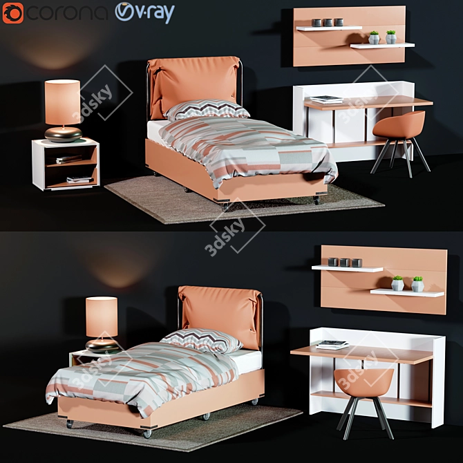 Cozy Kids' Furniture Set 3D model image 1