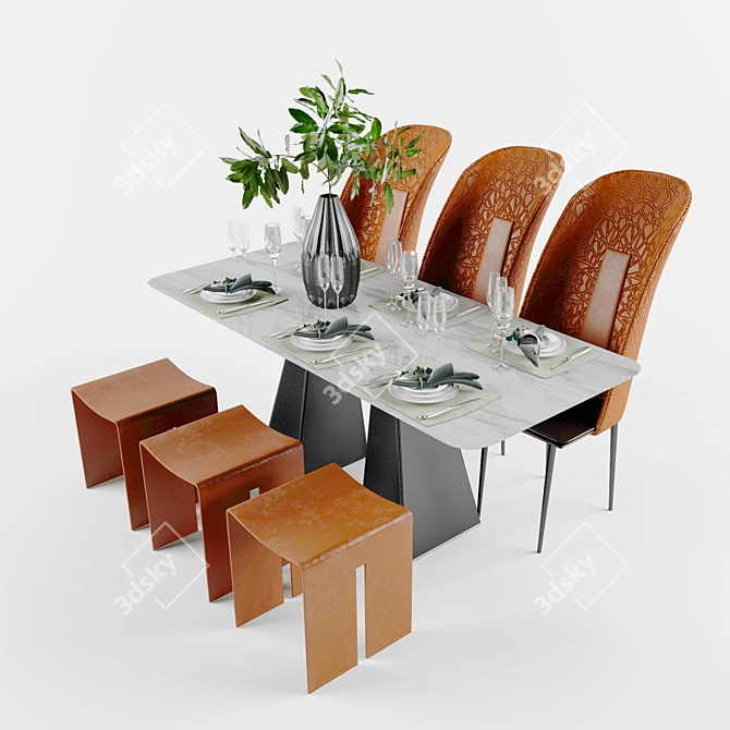 Versatile Table & Chair Set 3D model image 1