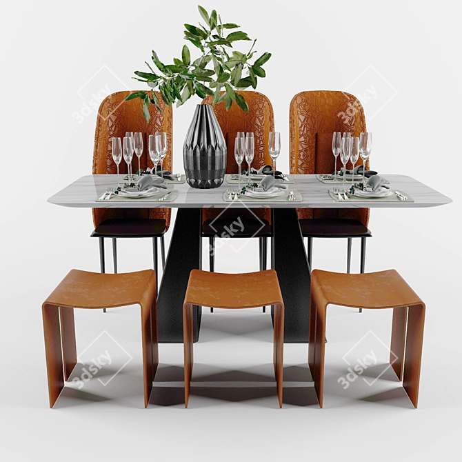 Versatile Table & Chair Set 3D model image 2