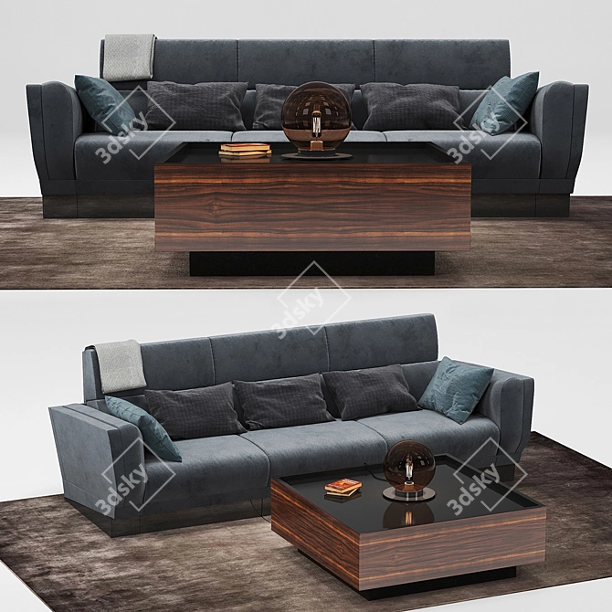 Elegant Senza Fine Sofa & Essence Table 3D model image 1