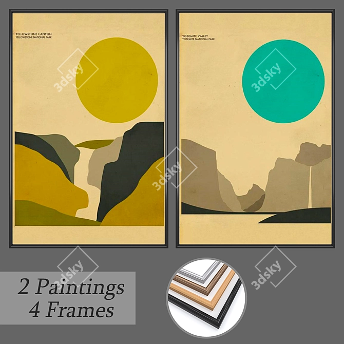 Versatile Set of Wall Paintings 3D model image 1