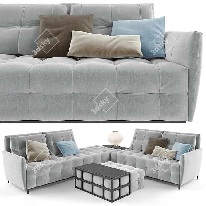 Elegant Gray Sofa Set: Poliform 3D model image 1