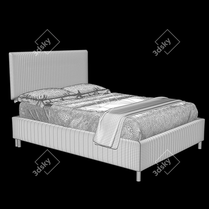 Sleek Square Back Bed: Timeless Elegance 3D model image 3