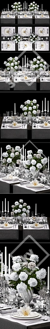 Elegant White Table Setting 3D model image 2