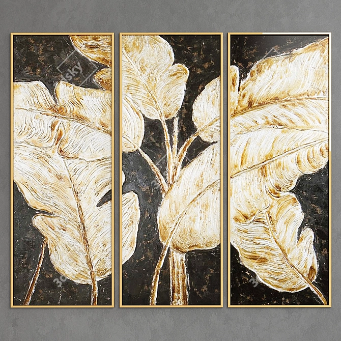Golden Leaf Painting 3D model image 1