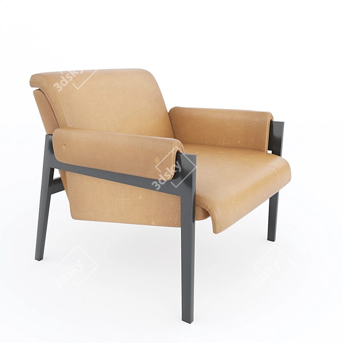 Brazilian Modernist Inspired Leather Chair 3D model image 1