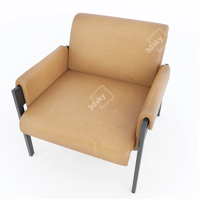 Brazilian Modernist Inspired Leather Chair 3D model image 2