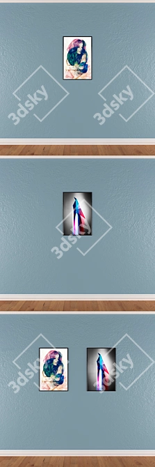 Versatile Wall Art Set: 2 Paintings, 4 Frame Options 3D model image 3