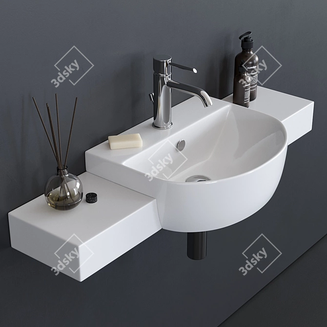 Elegant M2 Ceramic Washbasin 3D model image 1