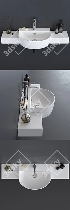 Elegant M2 Ceramic Washbasin 3D model image 2