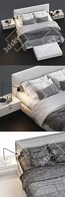 Modern Bed Set by Minotti 3D model image 2