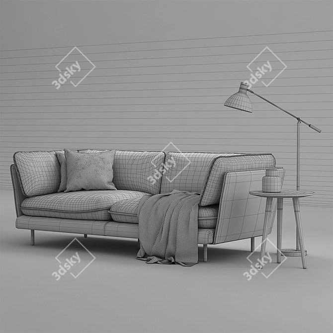 Modern Wes 3 Seater Sofa Set 3D model image 3