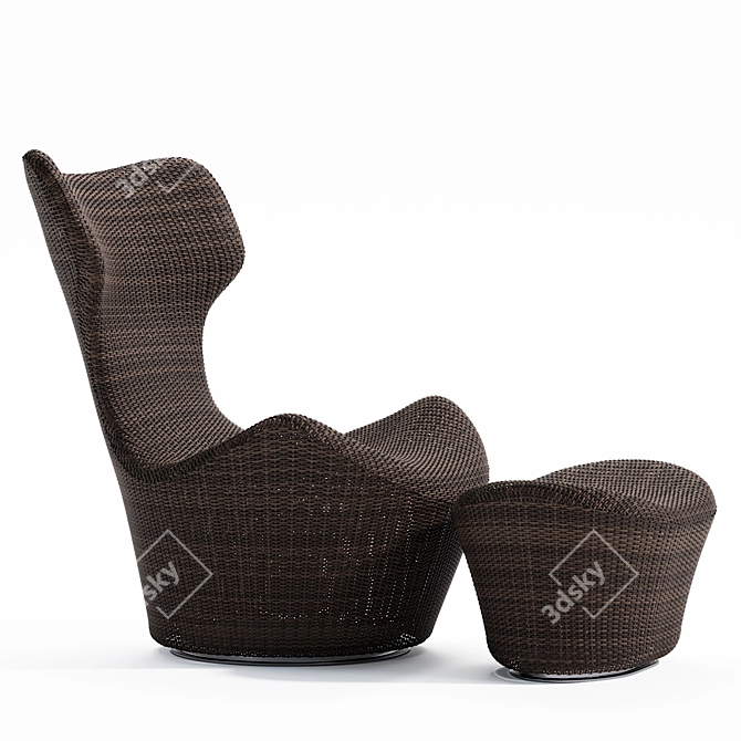 Grande Papilio Outdoor Armchair: Mesh Rattan Elegance 3D model image 1