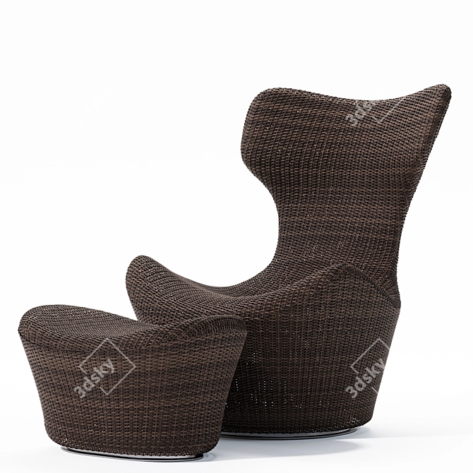 Grande Papilio Outdoor Armchair: Mesh Rattan Elegance 3D model image 2