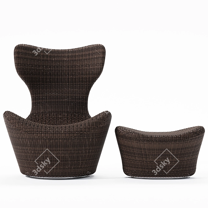 Grande Papilio Outdoor Armchair: Mesh Rattan Elegance 3D model image 3