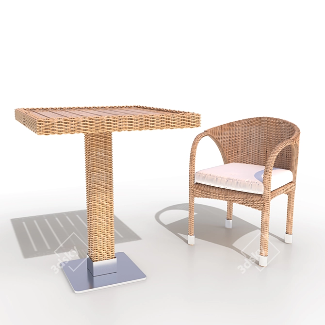 Rattan Outdoor Table Set 3D model image 1