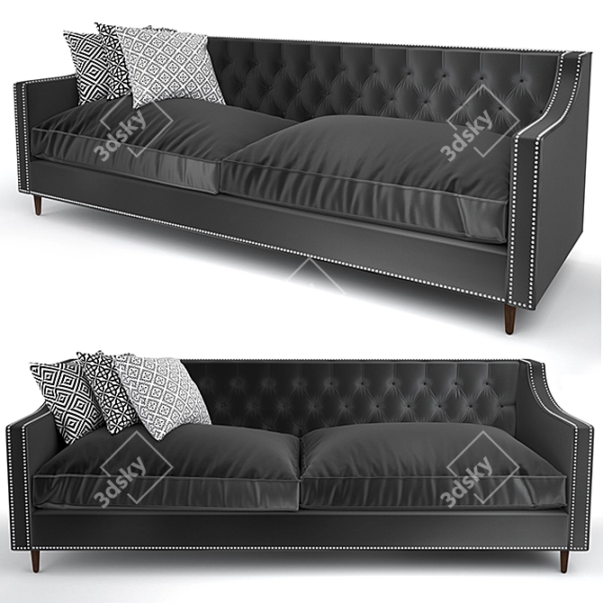 Elegance in Charcoal: Velvet Sofa 3D model image 1