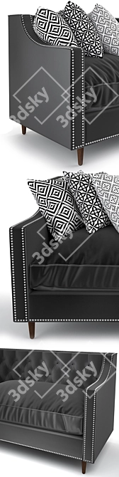 Elegance in Charcoal: Velvet Sofa 3D model image 2