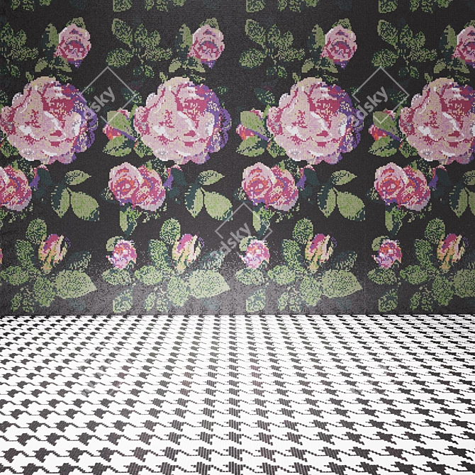 Luxury Mosaic Tiles: Bisazza Spring Rose & Pied de Poule Nero 3D model image 1